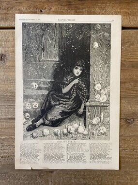 Kate Greenaway, Antique Woodcut Engraving,